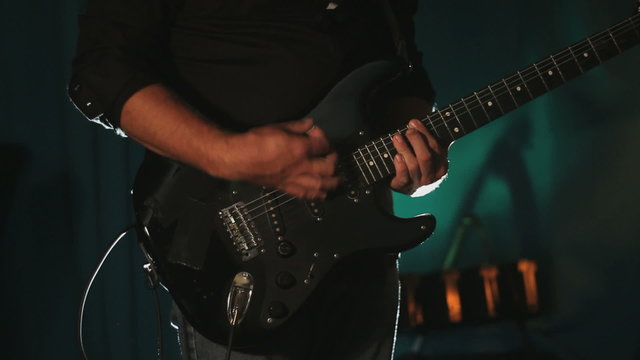 Electric guitar playing, Closeup