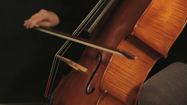 Cellist Playing Cello With a Bow