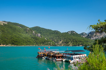 Boats on Manavgat river (Green canyon), Turkey