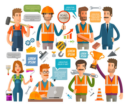 construction and repair icons set. vector illustration