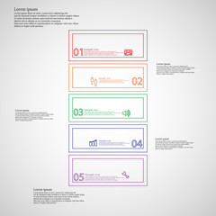Infographic with bar divided to five color parts from double outlines