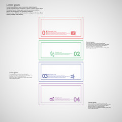 Infographic with bar divided to four color parts from double outlines