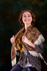 Fototapeta premium Pretty girl in Russian national dress