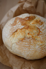 Fresh bread, closeup , soft grain and warm tonality