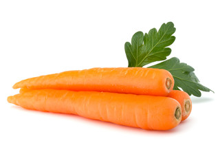 Sweet raw carrot tuber isolated on white background cutout