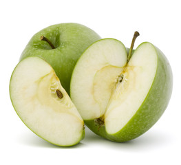 Green sliced apple isolated on white background cutout