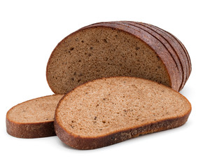 Fresh sliced rye bread loaf isolated on white background cutout