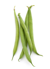 Green beans handful isolated on white background cutout