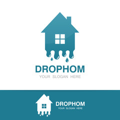 Vector water and drop house logo 