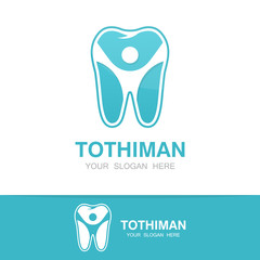 Vector logo combination of a tooth  and man