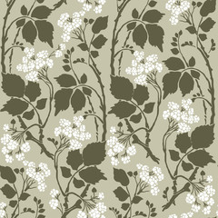 seamless Art Deco vintage pattern with sprigs and berries.