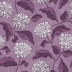 Poster Vintage floral raster seamless pattern with hand-drawn flowers. © photo-nuke