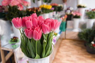  bouquet of tulips on the background flowers