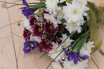 spring bouquet of flowers with chrysanthemums