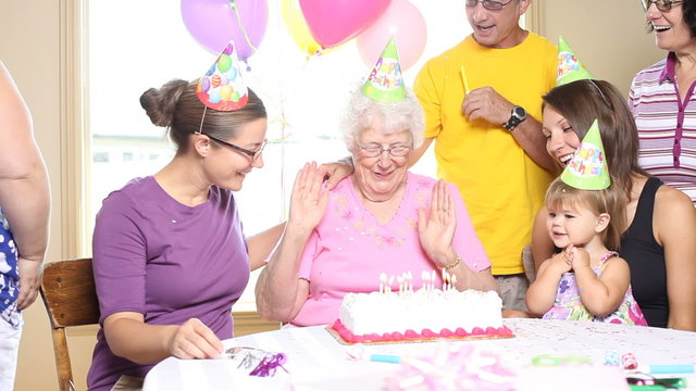 Senior woman celebrating birthday