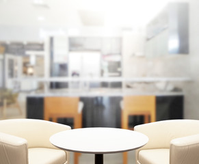 Table Top And Blur Interior of Background