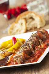 Closeup von einem Schaschlik-Spieß