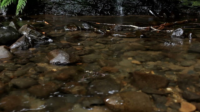 Water running from rocks into creek