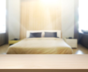 Table Top And Blur Background In Bedroom