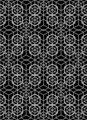 Monochrome illusive abstract geometric seamless pattern with cubes