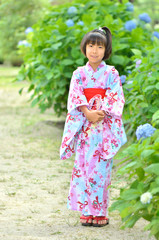 浴衣の女の子（紫陽花）