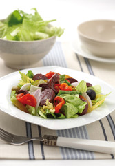 Mixed salad with black pudding sausage