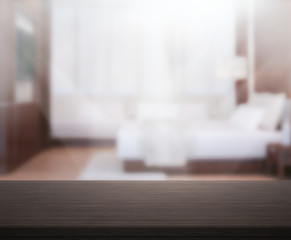 Table Top And Blur Background In Bedroom