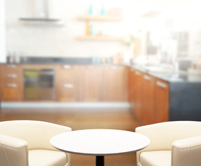 Table Top And Blur Interior of Background
