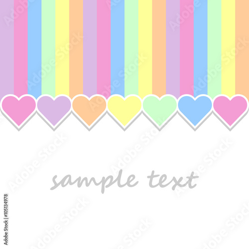 baby postcard background with hearts and vertical stripes in pastel pastel stripes background