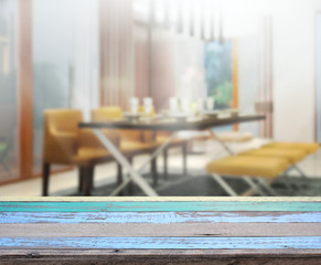 Table Top And Blur Interior Background
