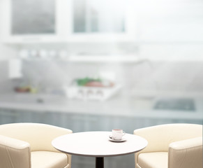 Table Top And Blur Interior of Background