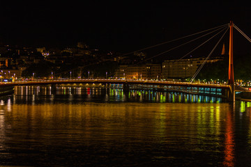 Fototapeta na wymiar Cityscape of Lyon, France at night