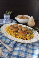 Roasted meatballs and vegetables