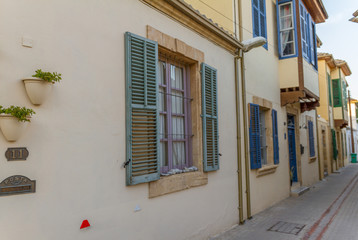 Classic houses with beautiful windows in Chrysaliniotissa, Old N