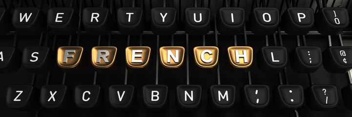 Typewriter with FRENCH gold buttons