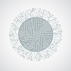 Futuristic cybernetic scheme, vector motherboard black and white