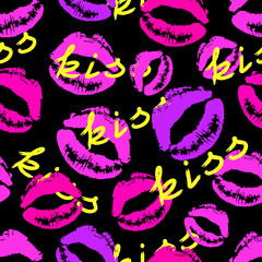 Seamless pattern. A colorful image in pop art style. Drawing imitation paints and brush.