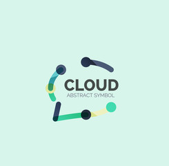 Flat linear design speech cloud logo. Talk bubble, modern geometric industrial thin line icon