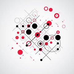 Vector Bauhaus abstract red background made with grid and overla