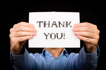 Man with Thank You sign