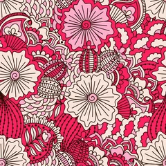 Türaufkleber Hand drawn seamless pattern with floral elements.  © ceramaama
