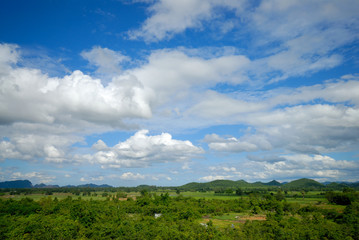 Fototapeta na wymiar beautiful landscape on mountain with blue sky and cloud