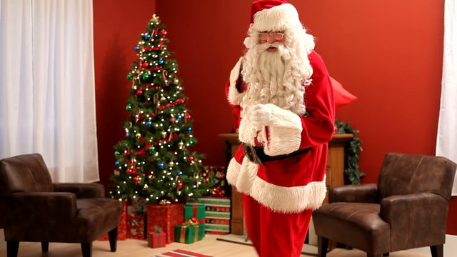 Santa Claus sneaking into home