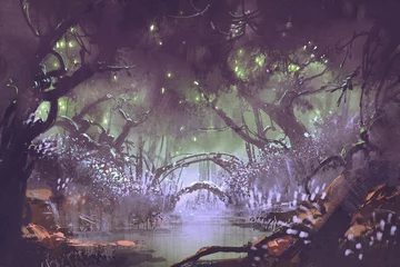 Foto op Plexiglas betoverd bos, fantasie landschapsschilderkunst © grandfailure