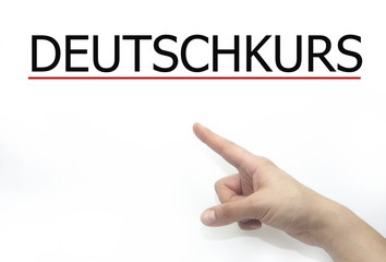German Course (in German) written in search bar on virtual screen