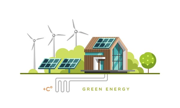 Green energy, alternative energy, renewable energy, ecology. Flat design vector concept illustration.