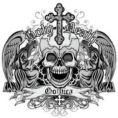  grunge skull coat of arms - obrazy, fototapety, plakaty