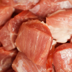 Pieces of fresh raw meat close-up
