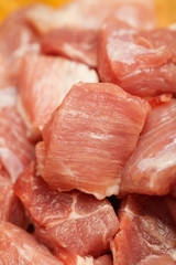 Pieces of fresh raw meat close-up