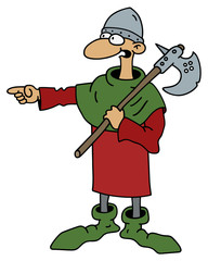 Funny old warrior / Hand drawing, vector illustration